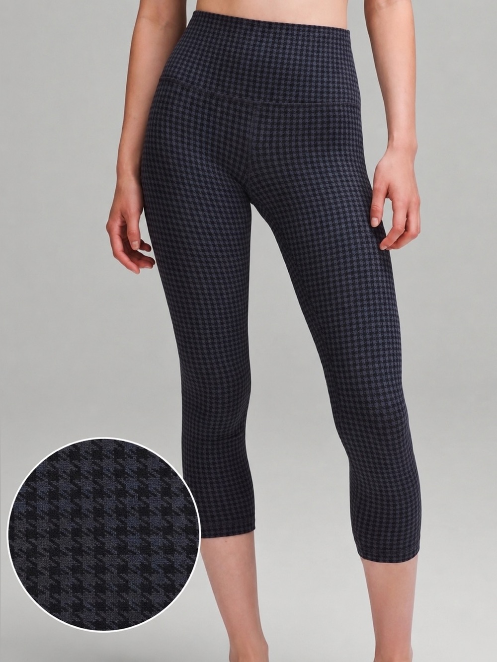 Lululemon Align High-Rise Crop 23” Micro Houndstooth Blue gray Multi Leggings 14